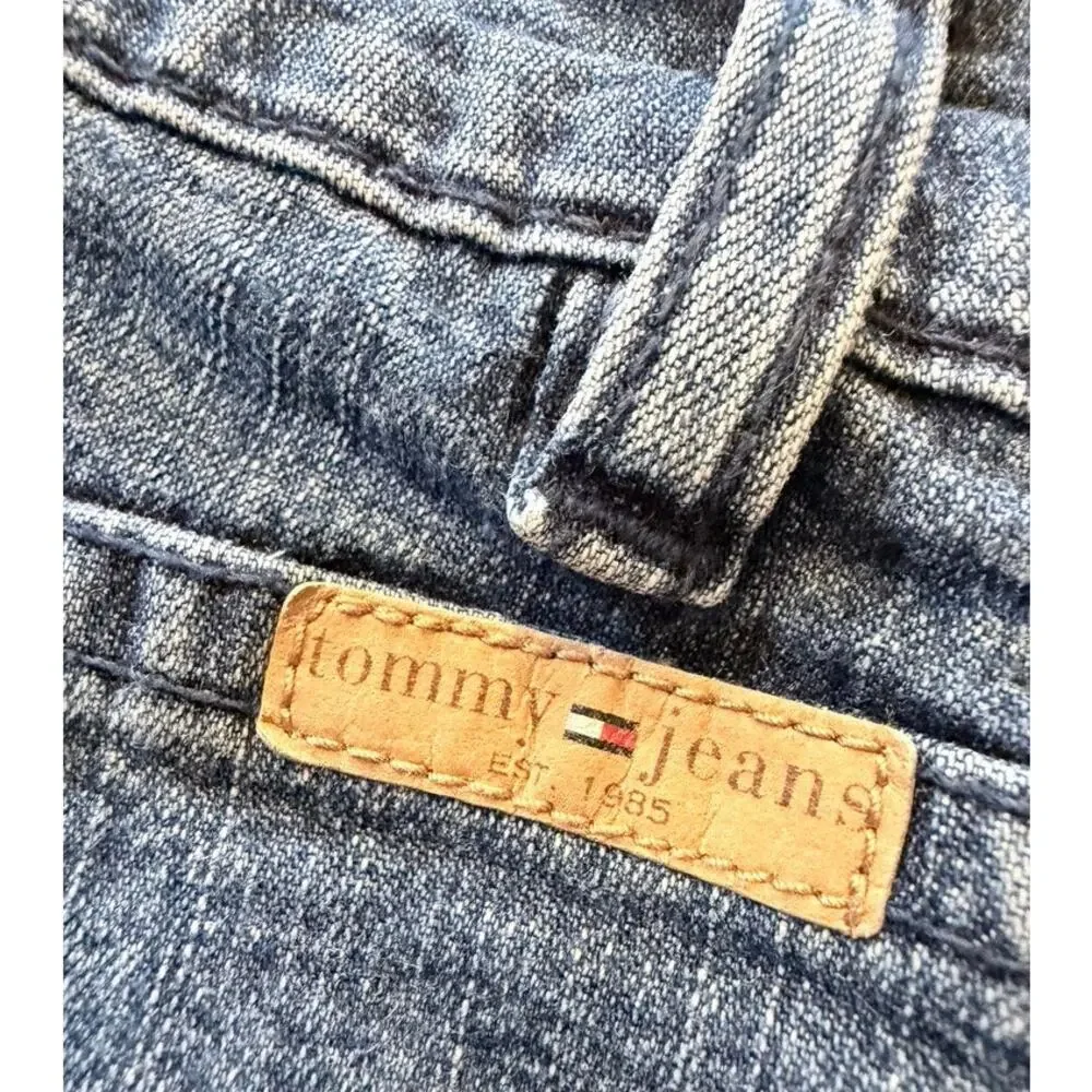 Vtg 03 Y2K Tommy Jeans Flare Leg Cargo Jeans Mid Rise 34 x 30.5 Indie Sleaze Fun
